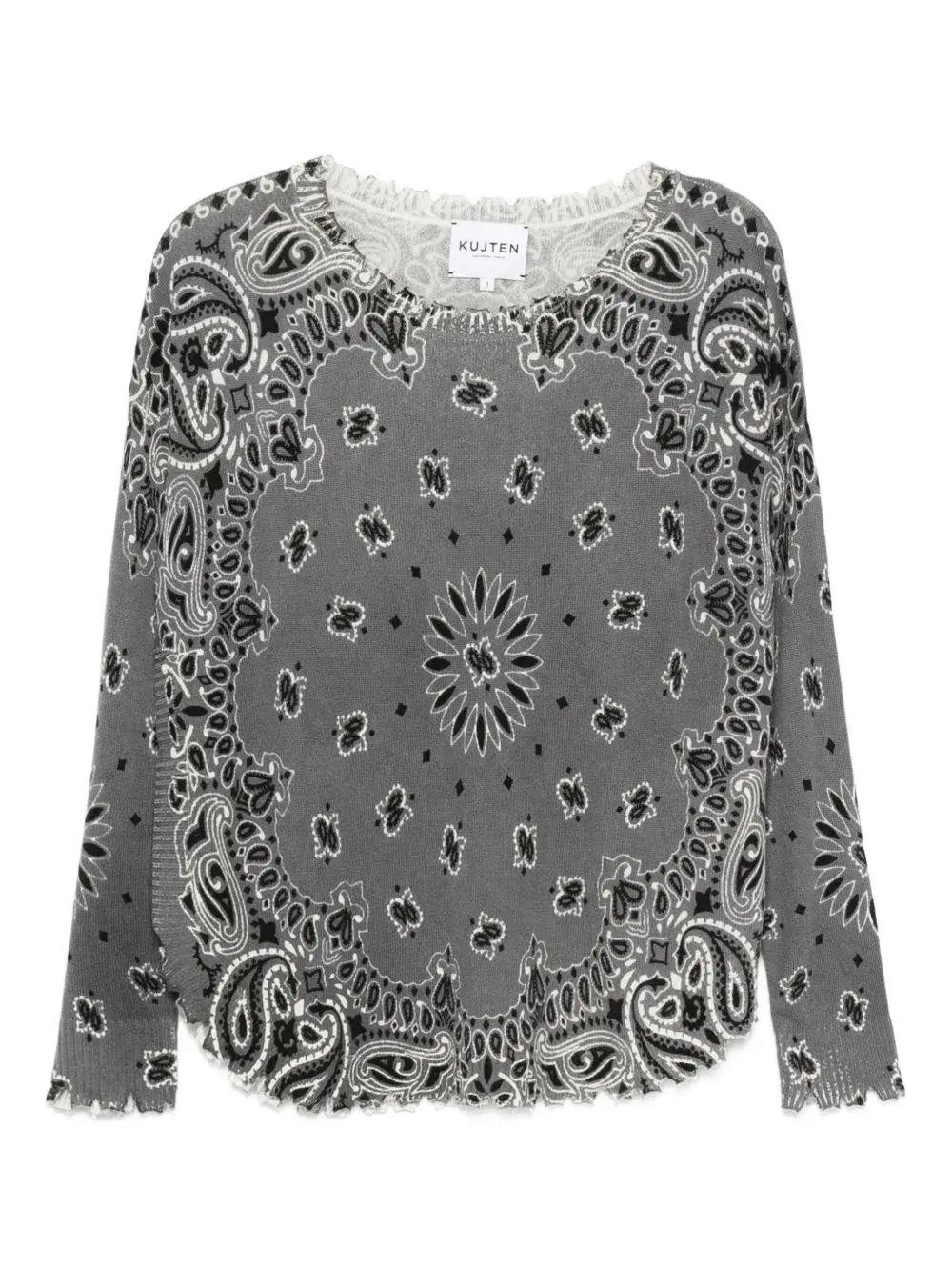 Свитер с узором пейсли и бахромой по краям kujten, серый
Свитер с узором пейсли и бахромой по краям kujten, серый