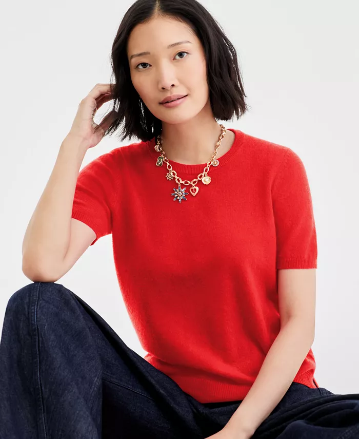 Женский свитер с круглым вырезом и короткими рукавами из 100% кашемира Charter Club, красный
Женский свитер с круглым вырезом и короткими рукавами из 100% кашемира Charter Club, красный