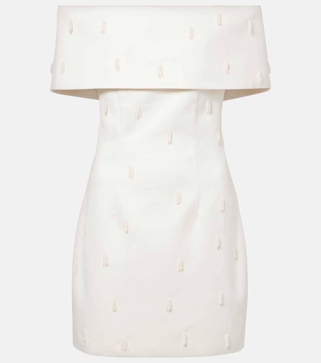 Бисерное мини-платье из сатина с открытыми плечами Rotate, Egret
Бисерное мини-платье из сатина с открытыми плечами Rotate, Egret