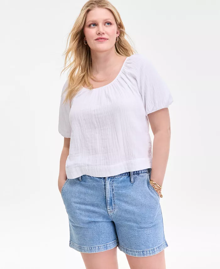 Женская хлопковая блузка с круглым вырезом из марли On 34th, белый
Женская хлопковая блузка с круглым вырезом из марли On 34th, белый