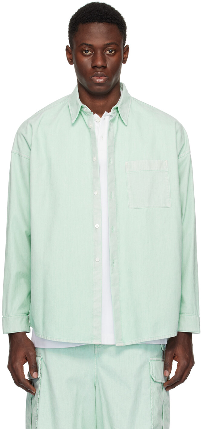 Синяя джинсовая рубашка, окрашенная в готовом виде Marni
Синяя джинсовая рубашка, окрашенная в готовом виде Marni