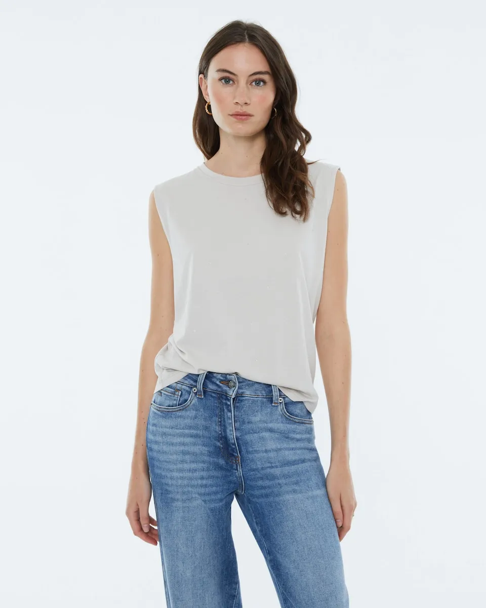 Женская футболка без рукавов с круглым вырезом и заклепками спереди Andam, бежевый
Женская футболка без рукавов с круглым вырезом и заклепками спереди Andam, бежевый