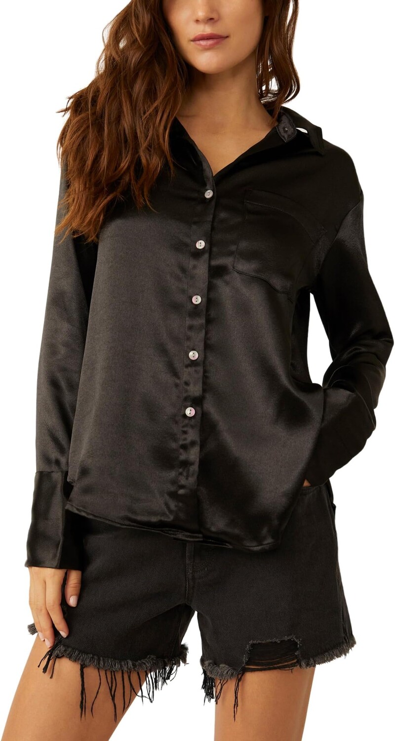 Рубашка Free People Shooting For The Moon Button-Down, черный
Рубашка Free People Shooting For The Moon Button-Down, черный