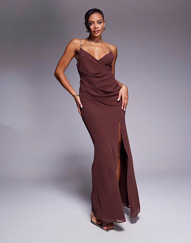 Платье макси ASOS DESIGN с запахом спереди и декорированными бретелями шоколадного цвета
Платье макси ASOS DESIGN с запахом спереди и декорированными бретелями шоколадного цвета