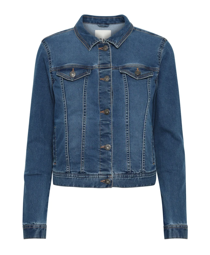 Джинсовая куртка с эффектом потертости, средне-синего цвета. Ichi, синий
Джинсовая куртка с эффектом потертости, средне-синего цвета. Ichi, синий