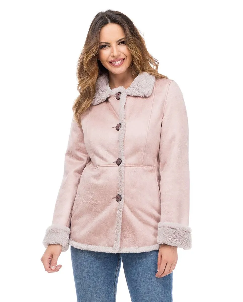 Женское короткое двустороннее пальто с мехом и отложным воротником Fsh, розовый
Женское короткое двустороннее пальто с мехом и отложным воротником Fsh, розовый