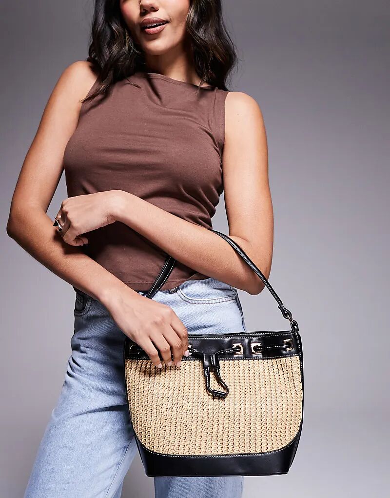 Соломенная сумка-ведро через плечо с контрастной строчкой черного цвета ASOS DESIGN, Черный, Соломенная сумка-ведро через плечо с контрастной строчкой черного цвета ASOS DESIGN 
Соломенная сумка-ведро через плечо с контрастной строчкой черного цвета ASOS DESIGN, Черный, Соломенная сумка-ведро через плечо с контрастной строчкой черного цвета ASOS DESIGN