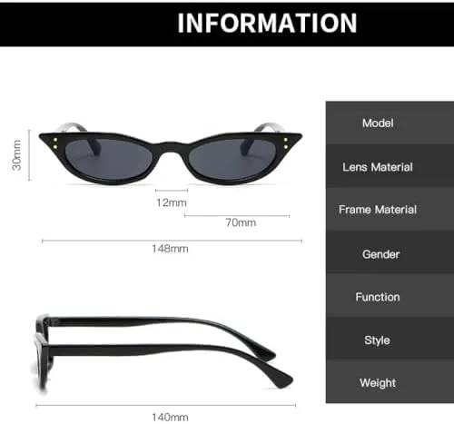 Женские солнцезащитные очки «кошачий глаз» в винтажном стиле с заклепками, узкие треугольные солнцезащитные очки, черные, в стиле стритвеар MTZJH, One Color
Женские солнцезащитные очки «кошачий глаз» в винтажном стиле с заклепками, узкие треугольные солнцезащитные очки, черные, в стиле стритвеар MTZJH, One Color