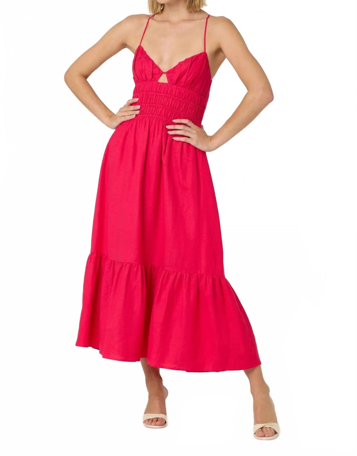 ASTR Платье-миди Eleni из льняной смеси, цвет фуксия
ASTR Платье-миди Eleni из льняной смеси, цвет фуксия