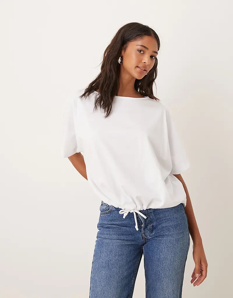 Топ свободного кроя «летучая мышь» ASOS DESIGN белого цвета с завязками на завязках 
Топ свободного кроя «летучая мышь» ASOS DESIGN белого цвета с завязками на завязках