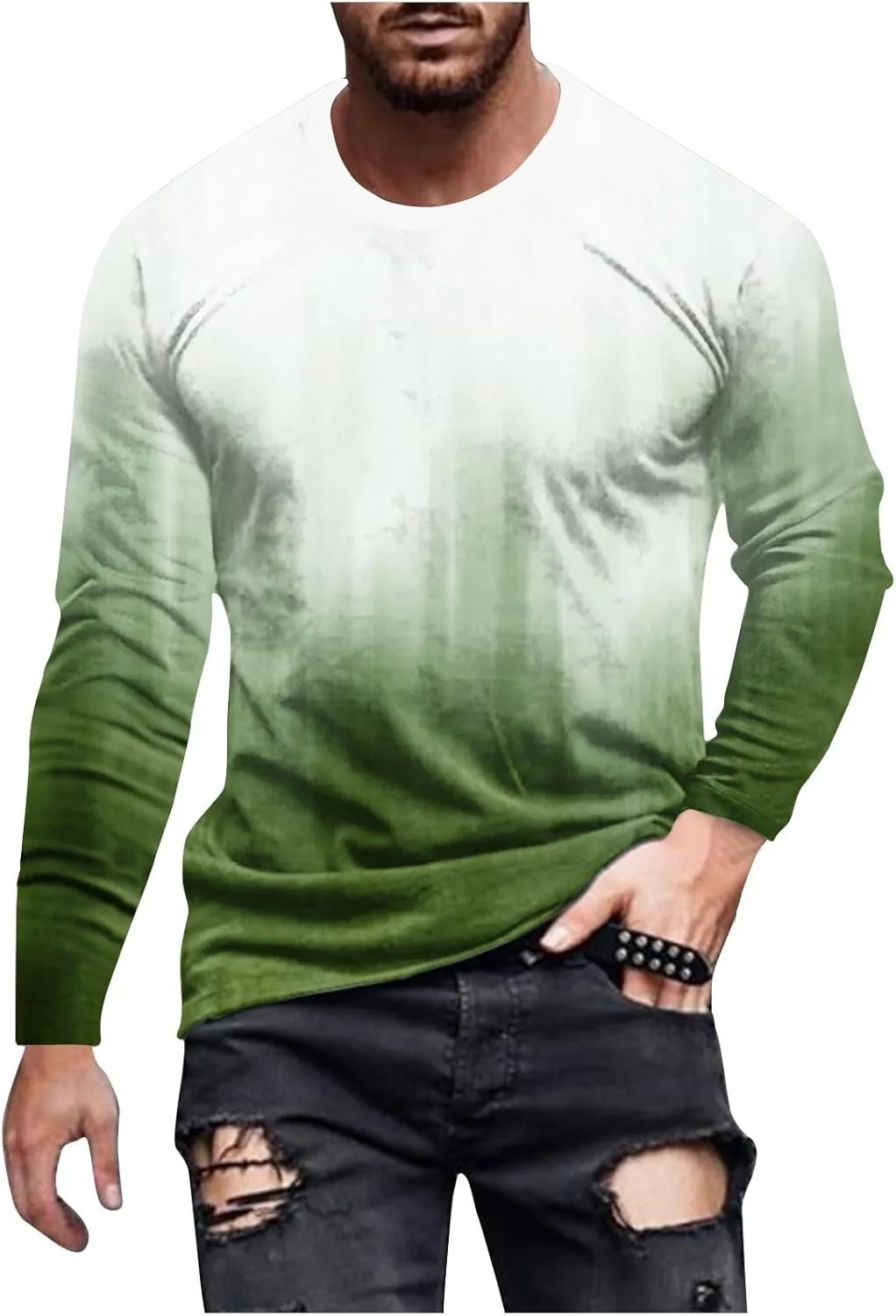 Футболка мужская с градиентным принтом, круглый вырез, длинный рукав
Футболка мужская с градиентным принтом, круглый вырез, длинный рукав