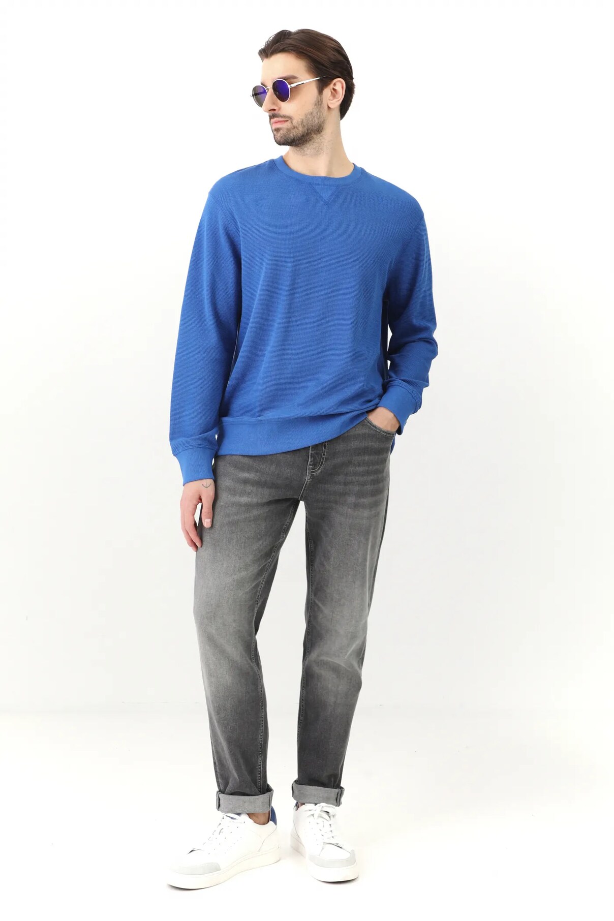 Лонгслив, хлопок Medicine, синий 
Лонгслив, хлопок Medicine, синий