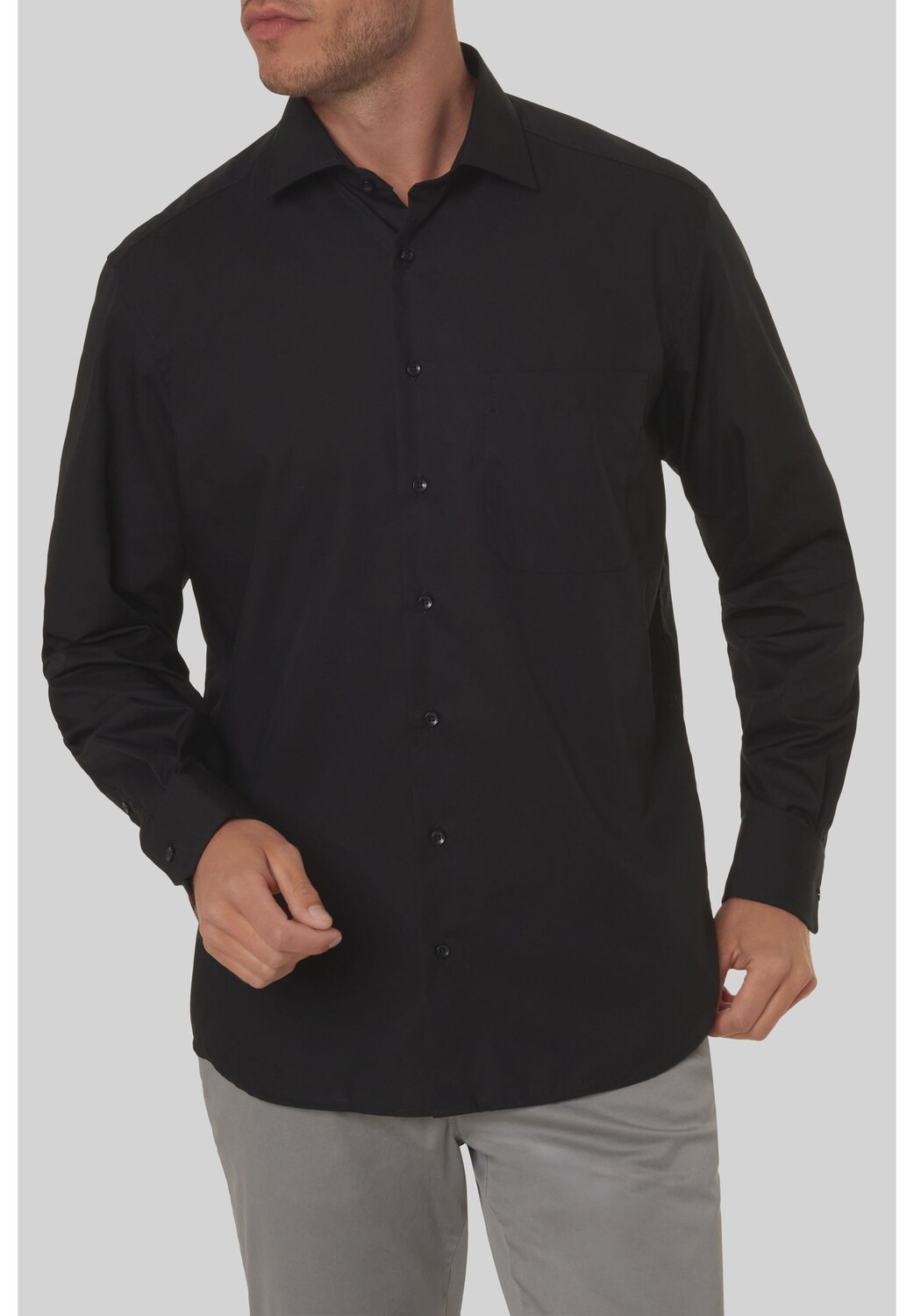 Деловая рубашка, удобная посадка, нагрудный карман, мужская ETERNA, черный
Деловая рубашка, удобная посадка, нагрудный карман, мужская ETERNA, черный