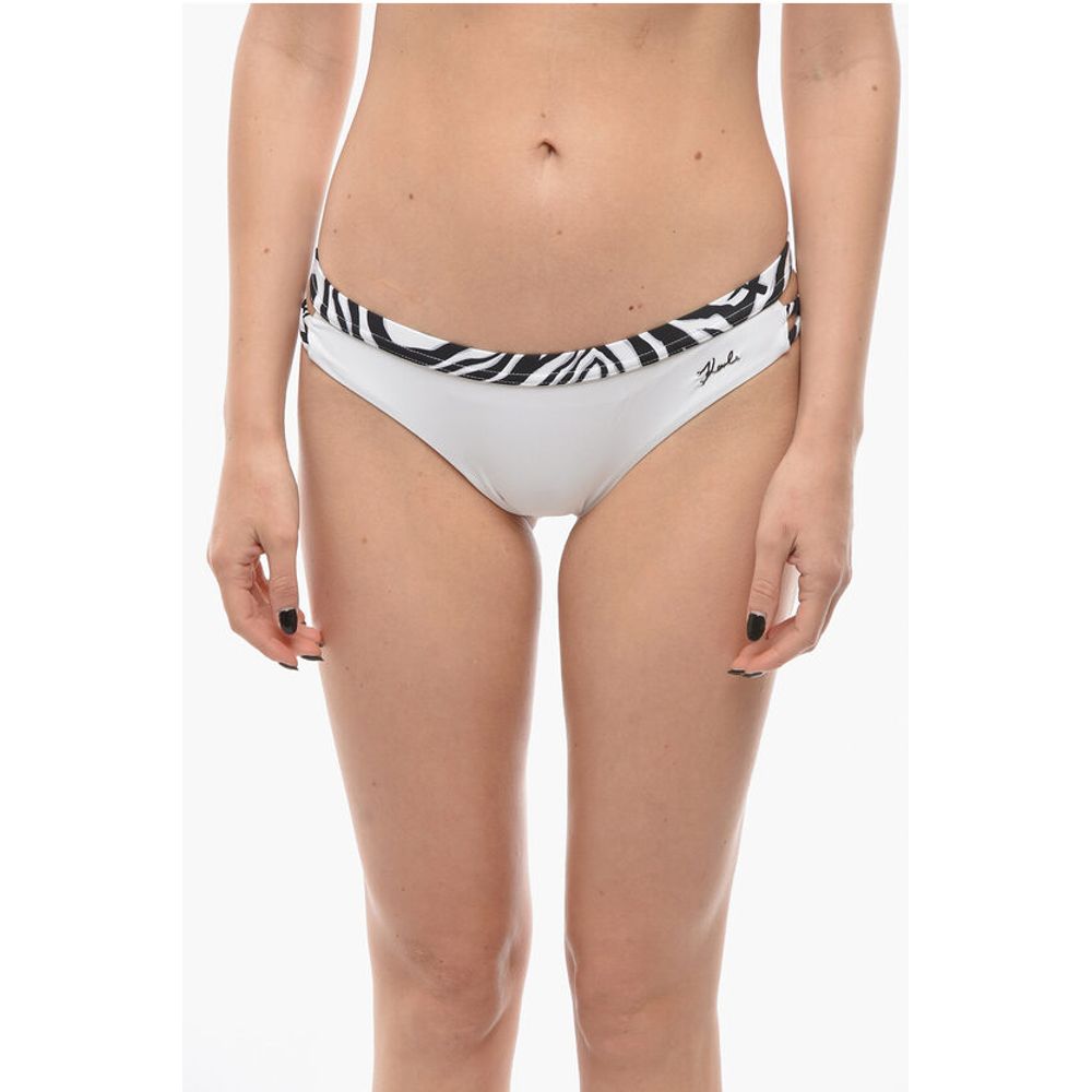 Плавки бикини с анималистичным узором по краям и вырезами Karl Lagerfeld, White 
Плавки бикини с анималистичным узором по краям и вырезами Karl Lagerfeld, White