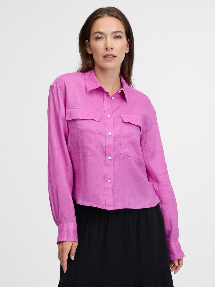 Укороченная льняная рубашка Gap, розовый 
Укороченная льняная рубашка Gap, розовый