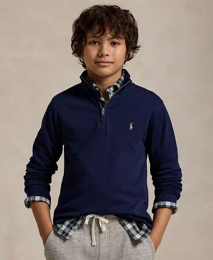 Хлопковая рубашка-пуловер с молнией в четверть для больших мальчиков Polo Ralph Lauren, синий
Хлопковая рубашка-пуловер с молнией в четверть для больших мальчиков Polo Ralph Lauren, синий