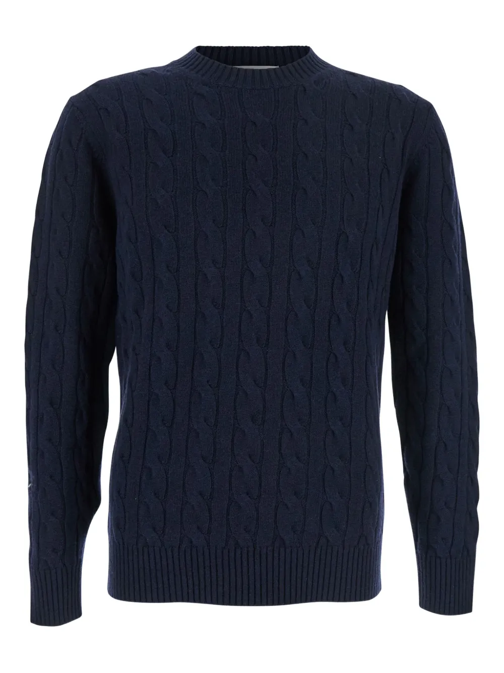 Свитер с круглым вырезом, связанный косами Kangra, синий
Свитер с круглым вырезом, связанный косами Kangra, синий