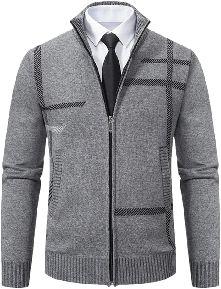 Мужской кардиган с полосками и воротником-стойкой на молнии OWEIEYEU
Мужской кардиган с полосками и воротником-стойкой на молнии OWEIEYEU