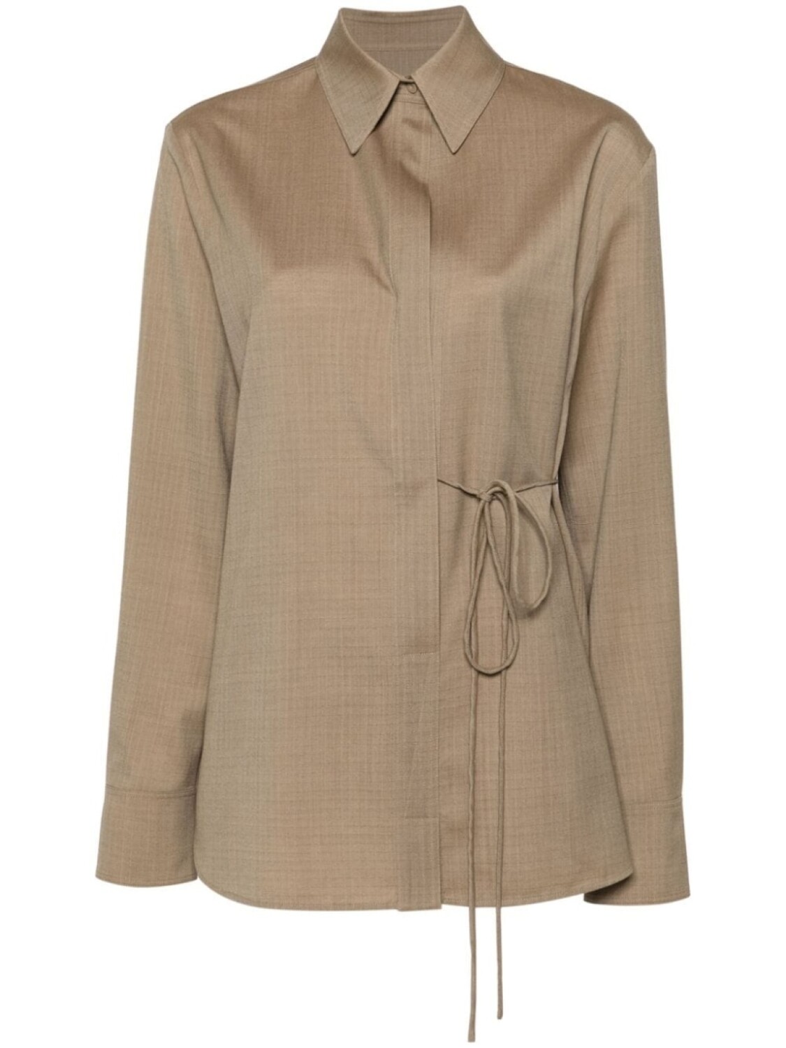 Jil Sander шерстяная рубашка с завязками, коричневый 
Jil Sander шерстяная рубашка с завязками, коричневый
