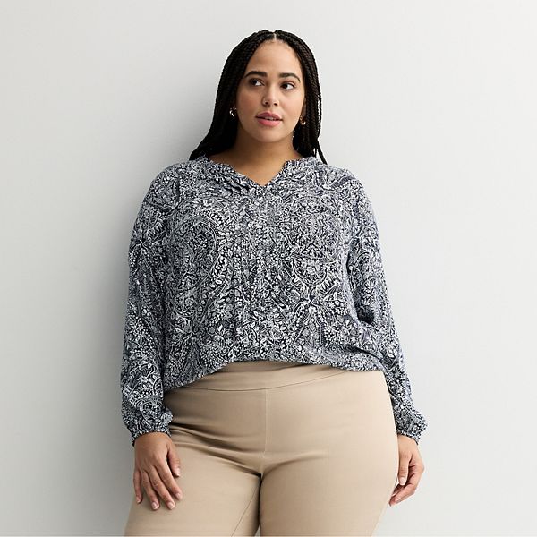Блузка Plus size с разрезом на горловине и защипами Croft & Barrow, Navy Scenic Medallion
Блузка Plus size с разрезом на горловине и защипами Croft & Barrow, Navy Scenic Medallion