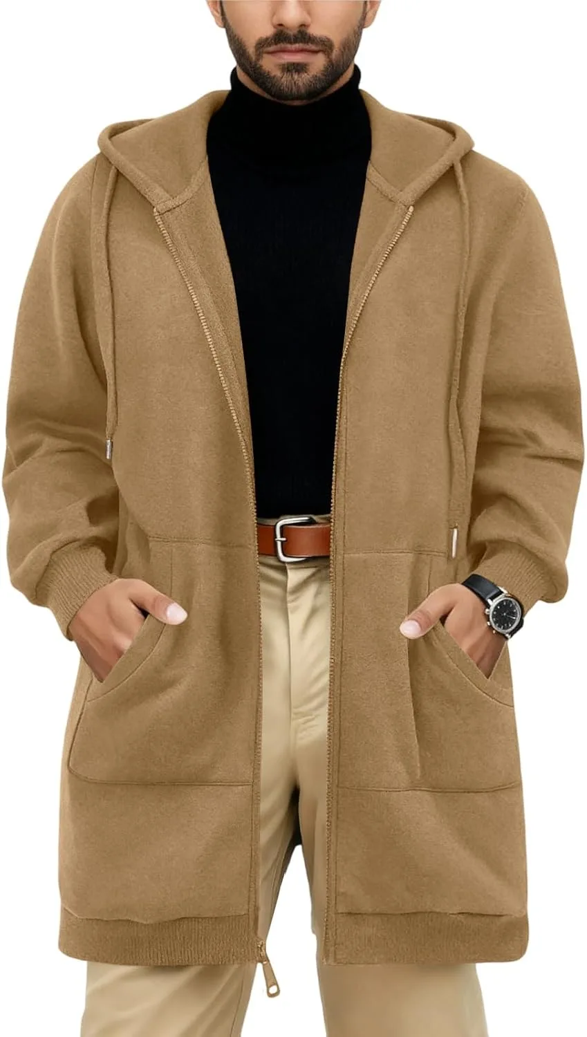 Длинный худи на молнии для мужчин с флисовой подкладкой и карманами Bakgeerle
Длинный худи на молнии для мужчин с флисовой подкладкой и карманами Bakgeerle