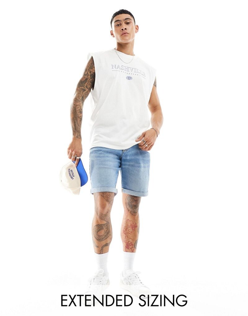 Светлые винтажные шорты из эластичного денима стандартной длины ASOS DESIGN
Светлые винтажные шорты из эластичного денима стандартной длины ASOS DESIGN