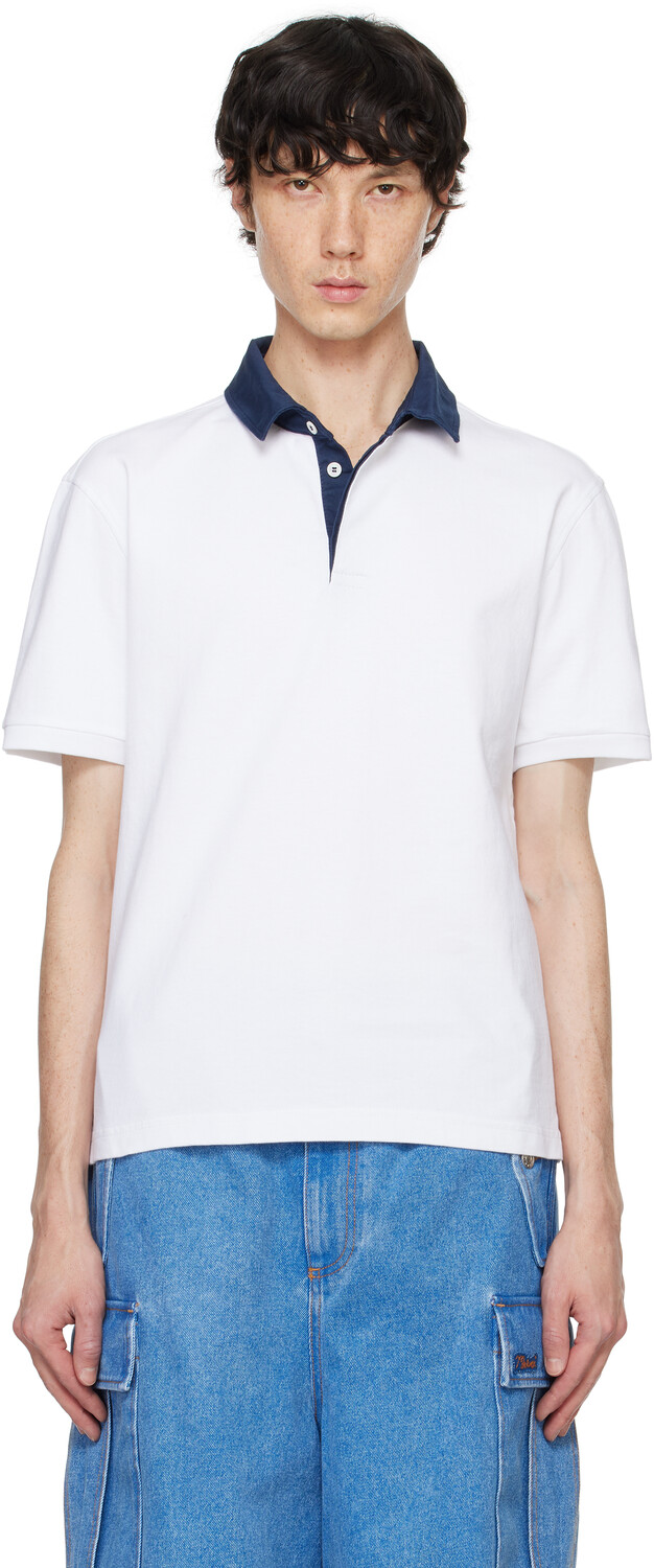 Белая холщовая рубашка-поло с воротником Marni
Белая холщовая рубашка-поло с воротником Marni