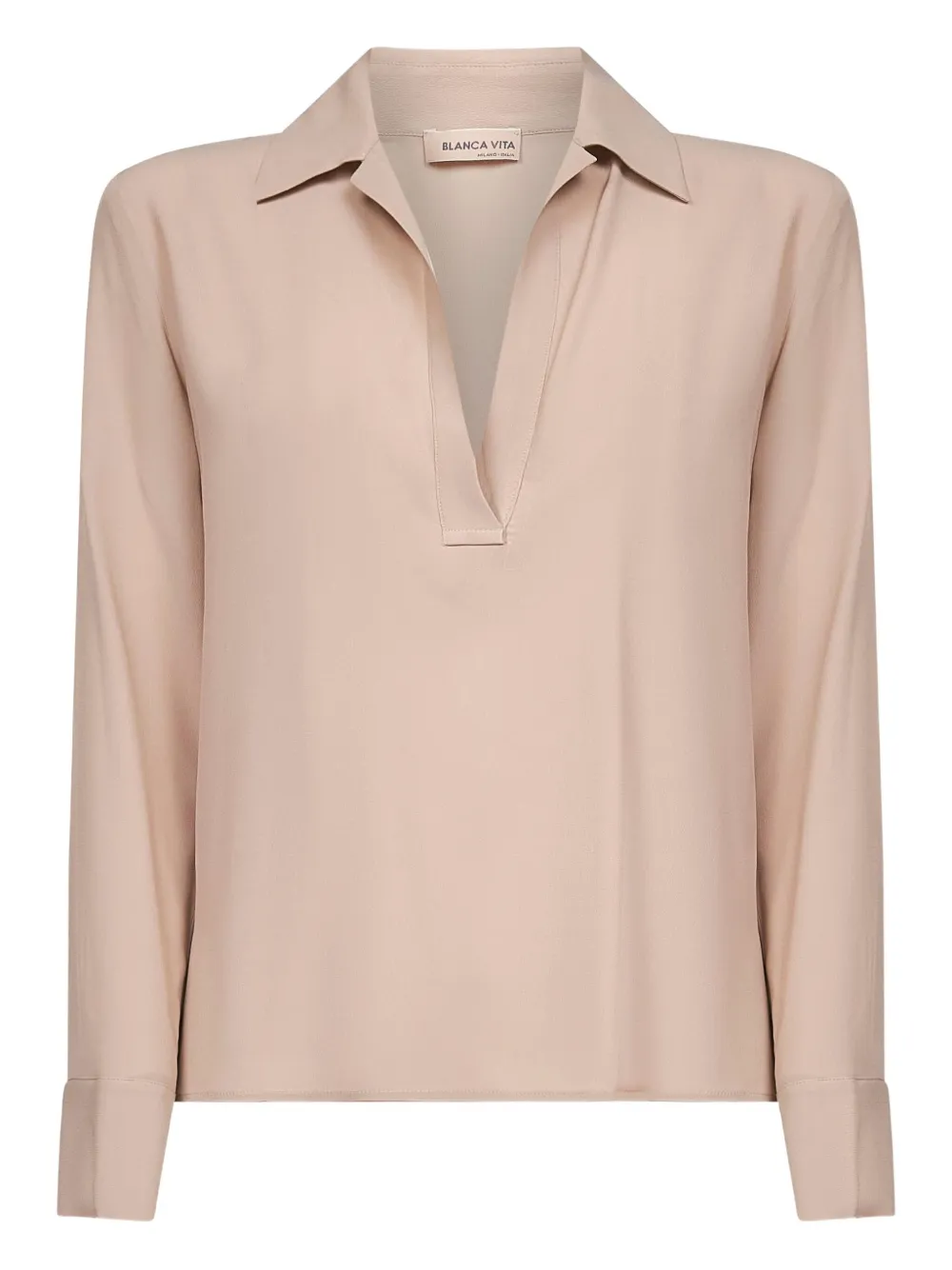 Топ с V-образным вырезом и манжетами на пуговицах Blanca Vita, нейтральный
Топ с V-образным вырезом и манжетами на пуговицах Blanca Vita, нейтральный