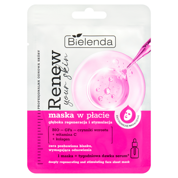 Глубоко восстанавливающая и стимулирующая маска для лица, 1 шт. Bielenda Renew your skin
Глубоко восстанавливающая и стимулирующая маска для лица, 1 шт. Bielenda Renew your skin