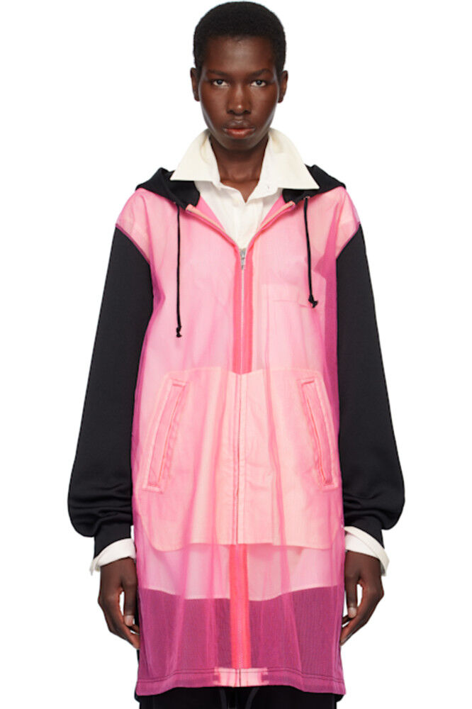 Толстовка с капюшоном на молнии из плотного полиэстера и нейлона, черного и розового цветов Comme des Garçons Homme Plus
Толстовка с капюшоном на молнии из плотного полиэстера и нейлона, черного и розового цветов Comme des Garçons Homme Plus