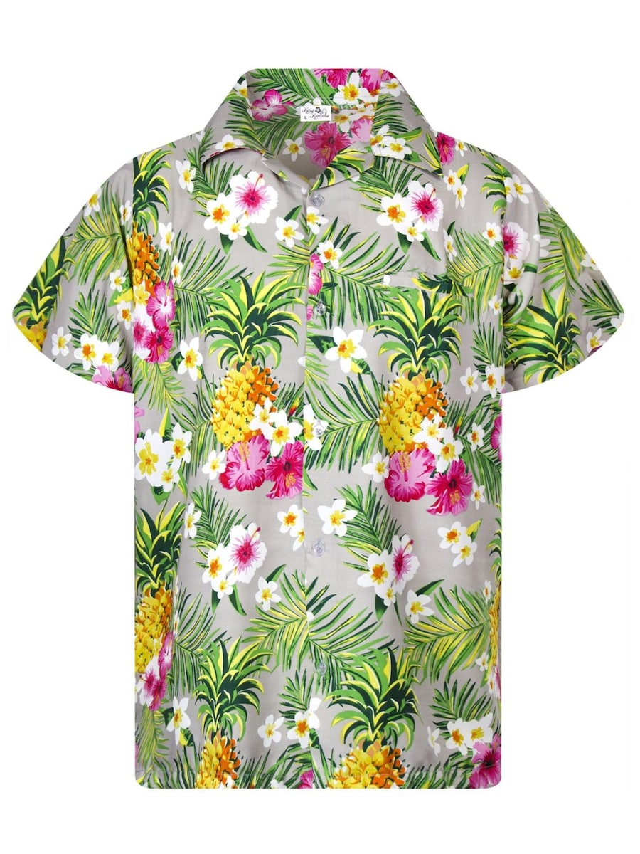 Рубашка на пуговицах классического кроя King Kameha Pineapple Flowers, серый
Рубашка на пуговицах классического кроя King Kameha Pineapple Flowers, серый