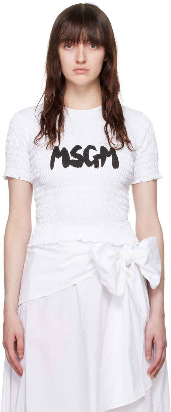 Белая гофрированная футболка MSGM, Optical white
Белая гофрированная футболка MSGM, Optical white