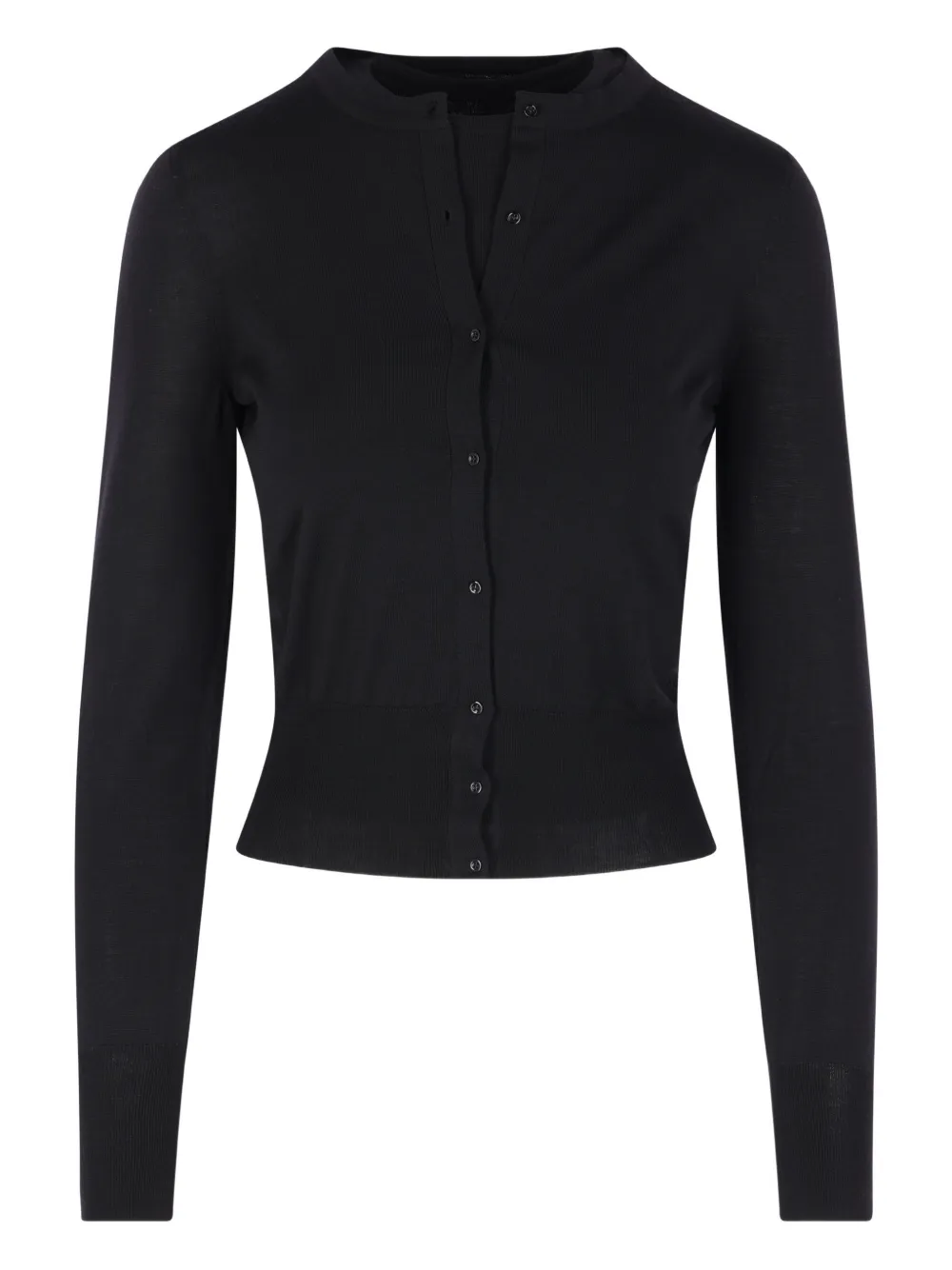 Кардиган в рубчик с круглым вырезом Alaïa, черный
Кардиган в рубчик с круглым вырезом Alaïa, черный