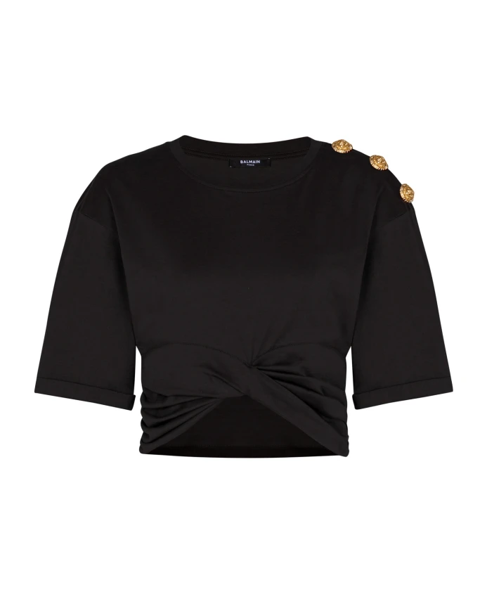 Короткая футболка на шнуровке Balmain, черный
Короткая футболка на шнуровке Balmain, черный
