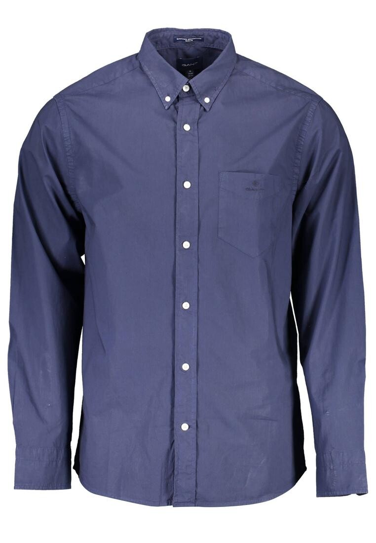 Это хлопковая рубашка обычного кроя с короткими рукавами и воротником на пуговицах Gant, синий