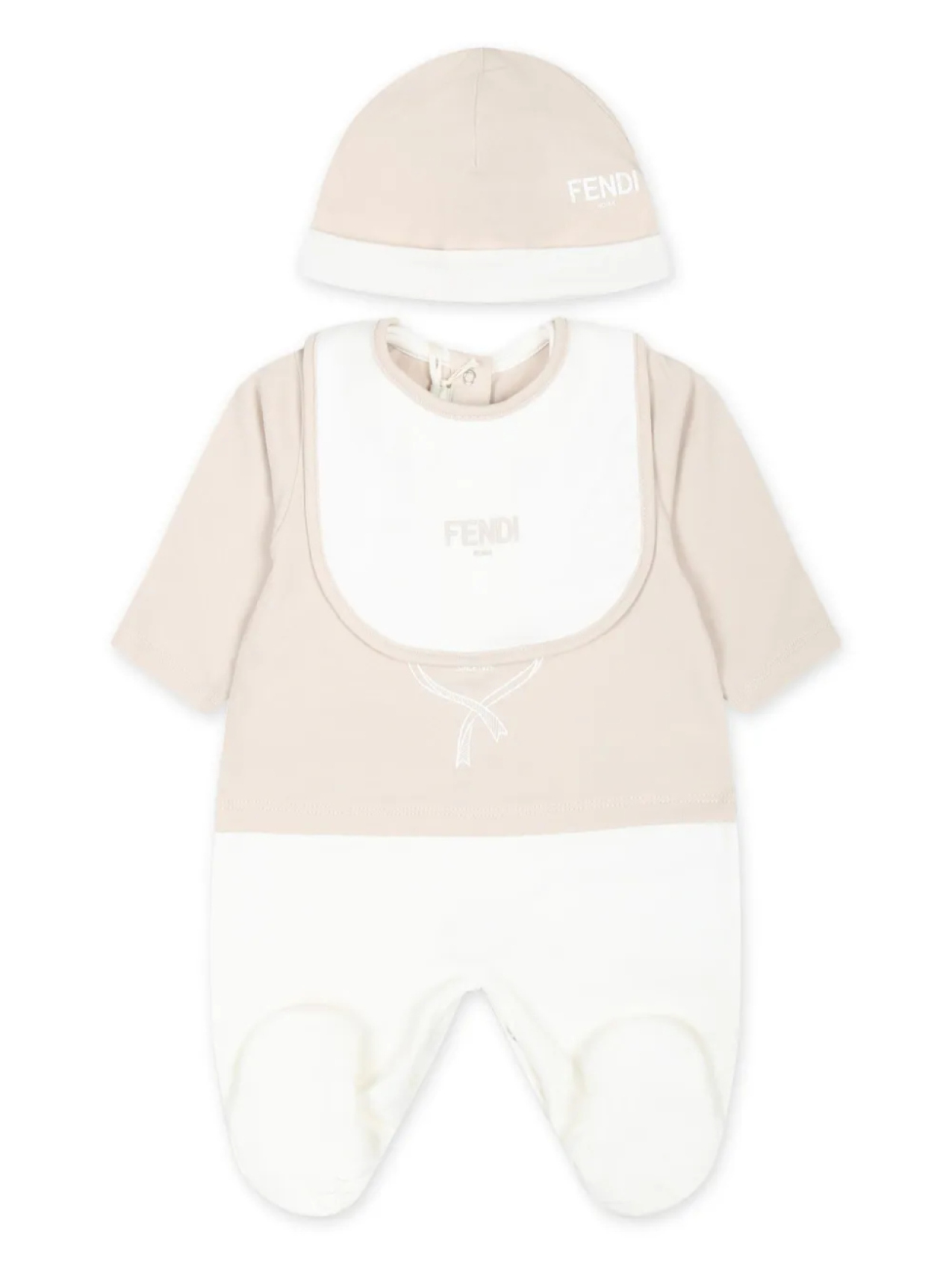 Комплект для новорожденного с логотипом Fendi Kids, нейтральный
Комплект для новорожденного с логотипом Fendi Kids, нейтральный