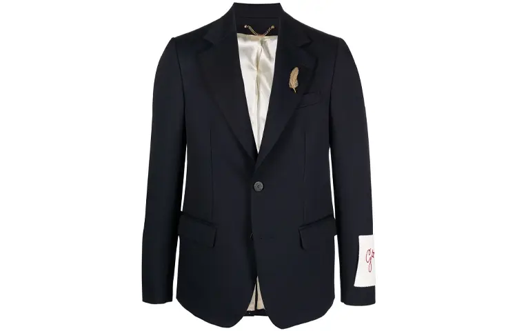 Однобортный пиджак Golden Goose с нашивкой-логотипом, темно-синий
Однобортный пиджак Golden Goose с нашивкой-логотипом, темно-синий