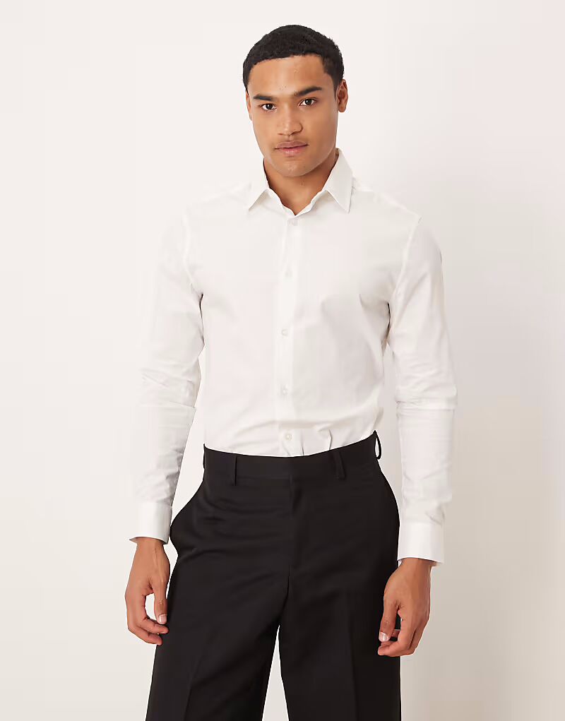 Узкая эластичная рабочая рубашка белого цвета Asos Design
Узкая эластичная рабочая рубашка белого цвета Asos Design