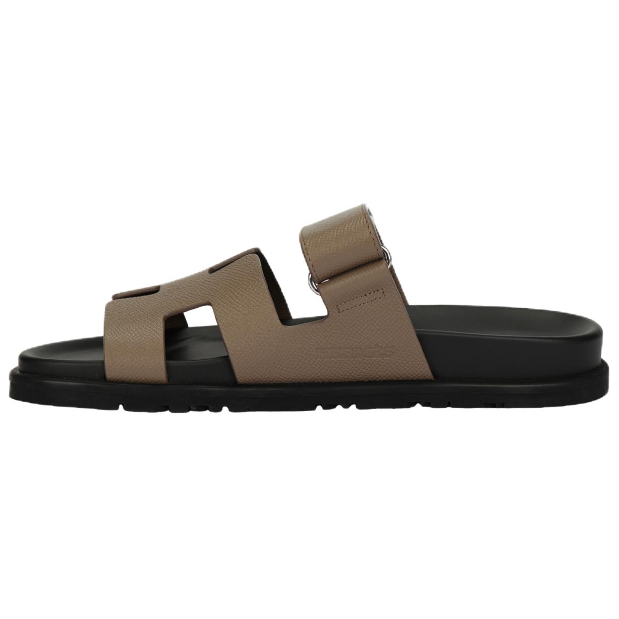 Сланцы на резиновой подошве Chypre мужские слоновая кость HERMES, коричневый