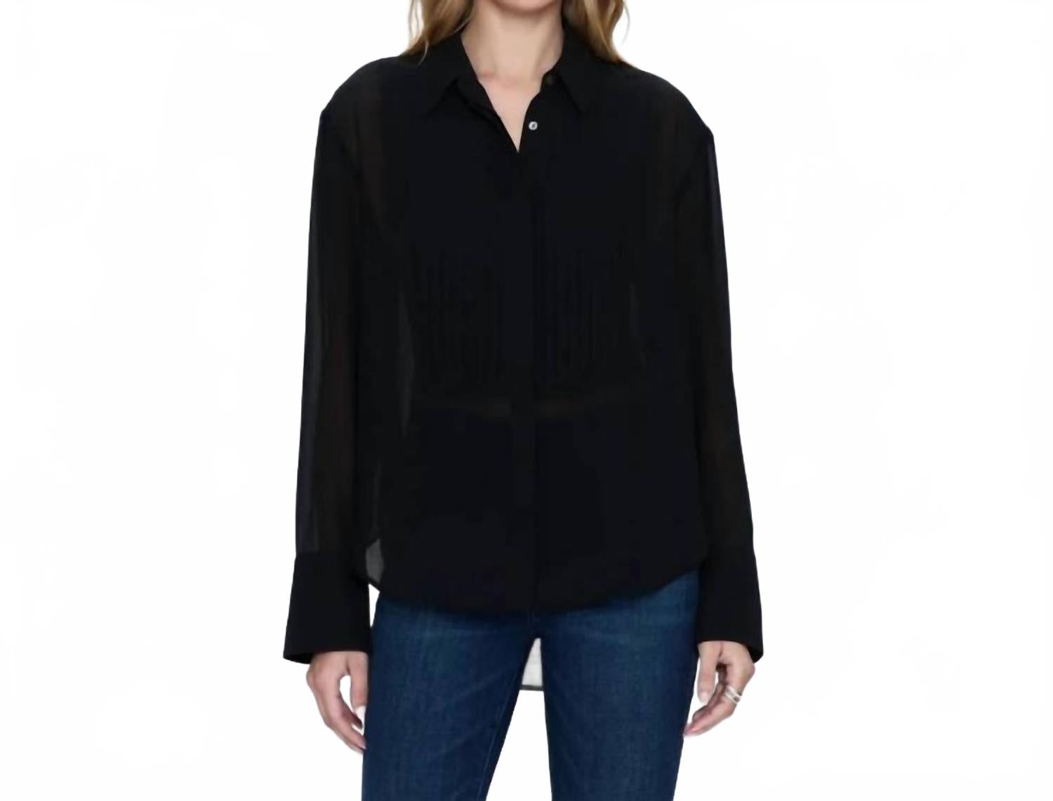 Шелковая смокинговая рубашка Шарлотта в черном цвете PISTOLA
Шелковая смокинговая рубашка Шарлотта в черном цвете PISTOLA