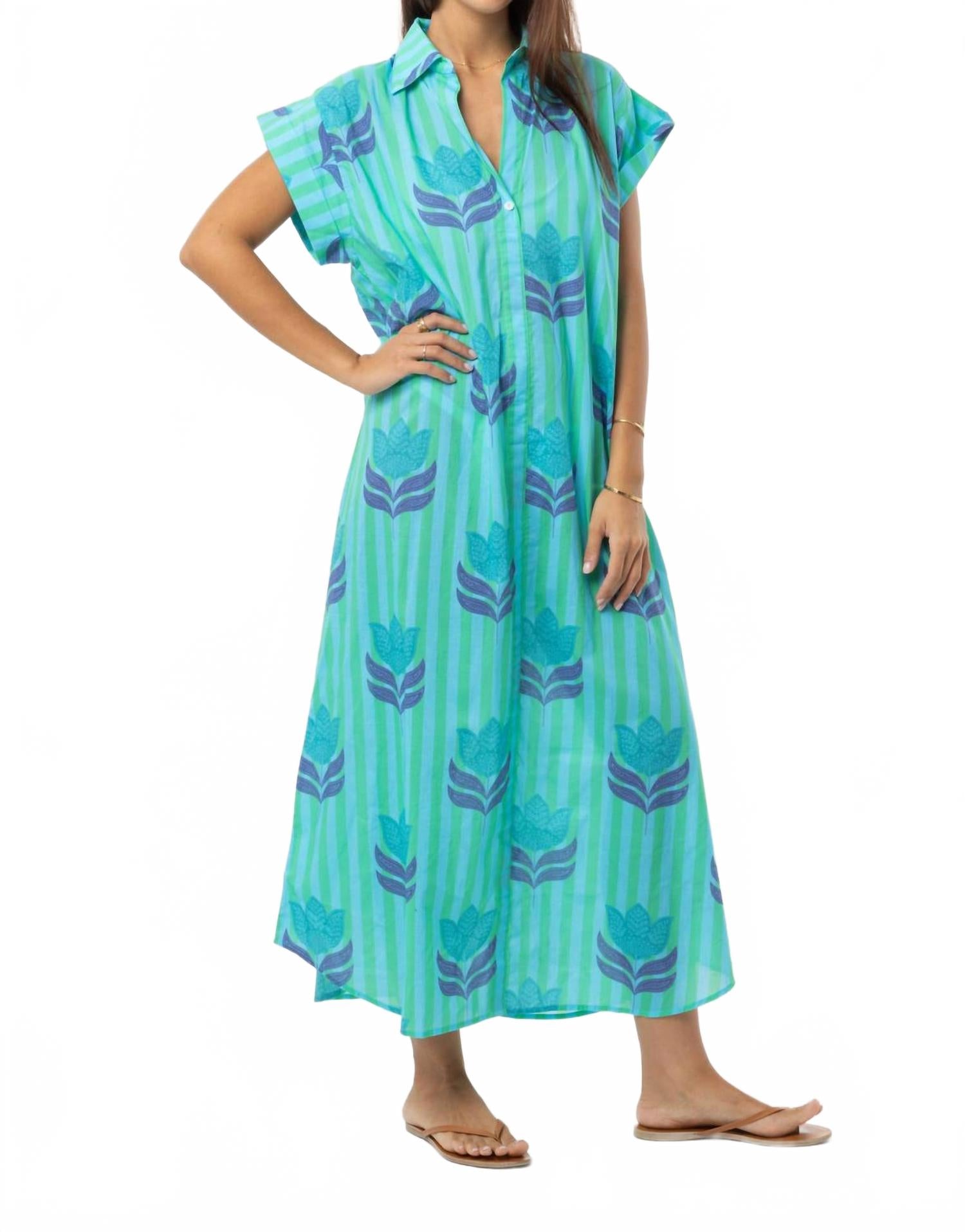 Платье-макси Paige в тюльпановом бирюзовом цвете Bindu 
Платье-макси Paige в тюльпановом бирюзовом цвете Bindu