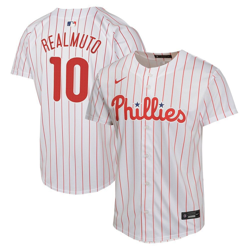 Молодежный Nike J. Белая домашняя майка игрока Realmuto Philadelphia Phillies, цвет Phl White
Молодежный Nike J. Белая домашняя майка игрока Realmuto Philadelphia Phillies, цвет Phl White