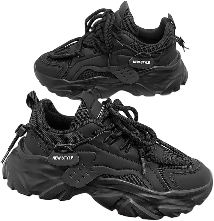 Мужские кроссовки ретро с однотонным цветом и шнуровкой, на толстой подошве - удобные и противоскользящие, подходят для активного отдыха на открытом воздухе в любое время года Hhhchpm, черный
Мужские кроссовки ретро с однотонным цветом и шнуровкой, на толстой подошве - удобные и противоскользящие, подходят для активного отдыха на открытом воздухе в любое время года Hhhchpm, черный