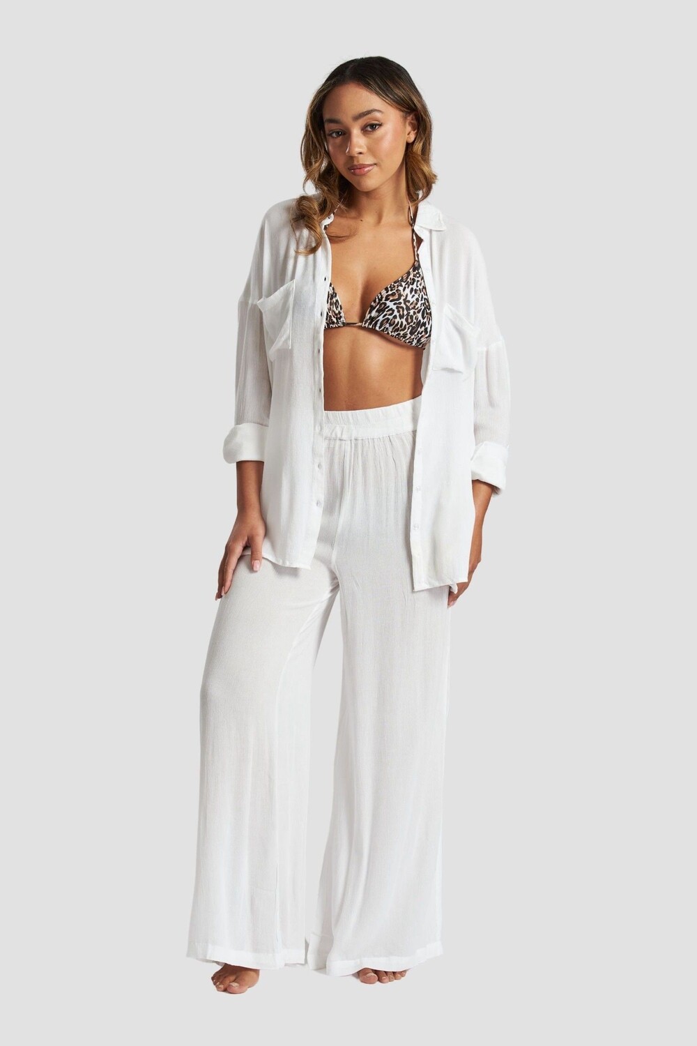 Широкие брюки из жатой вискозы South Beach, белый
Широкие брюки из жатой вискозы South Beach, белый