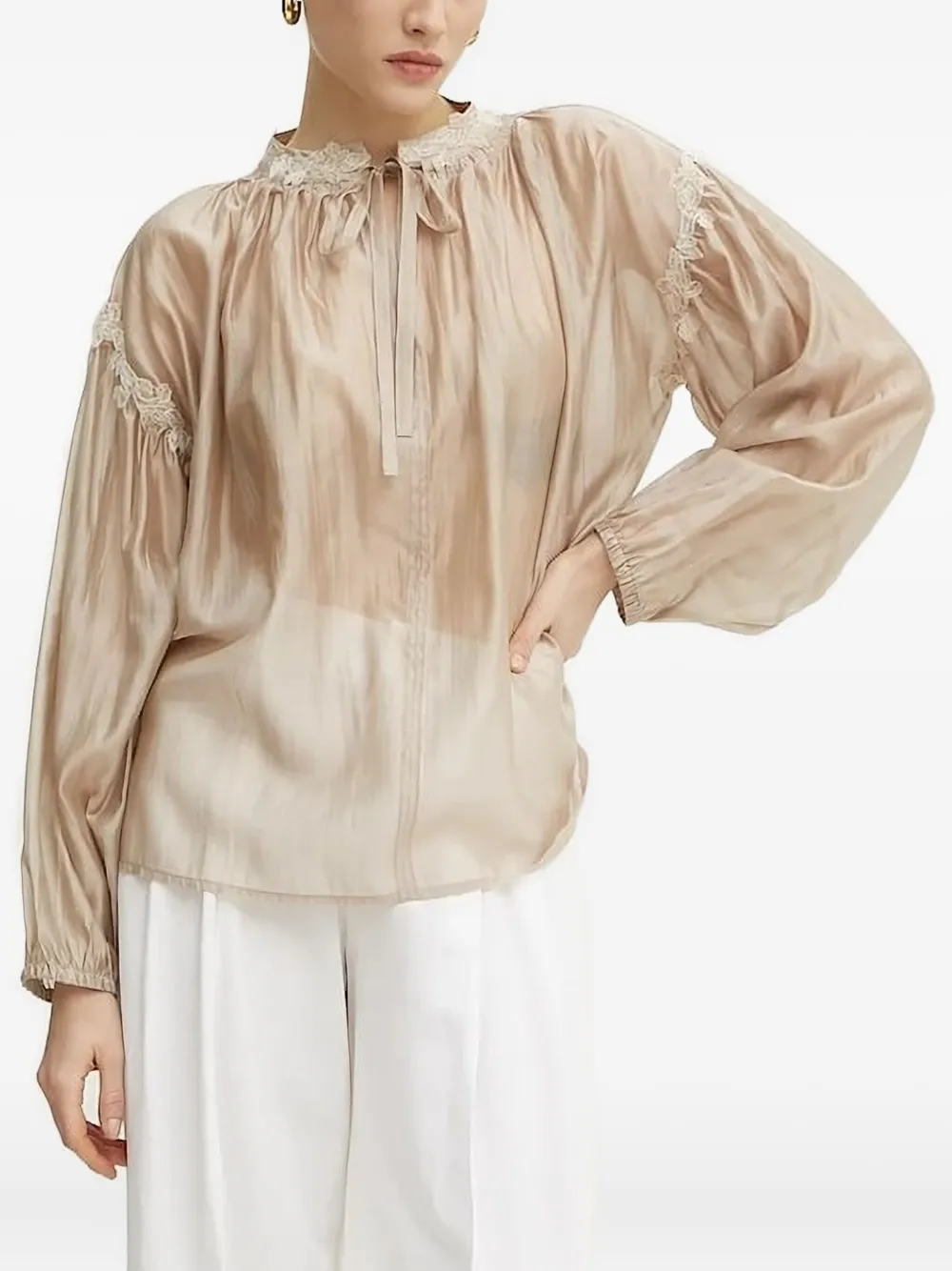 Топ с кружевом и завязками Ermanno Scervino, нейтральный
Топ с кружевом и завязками Ermanno Scervino, нейтральный