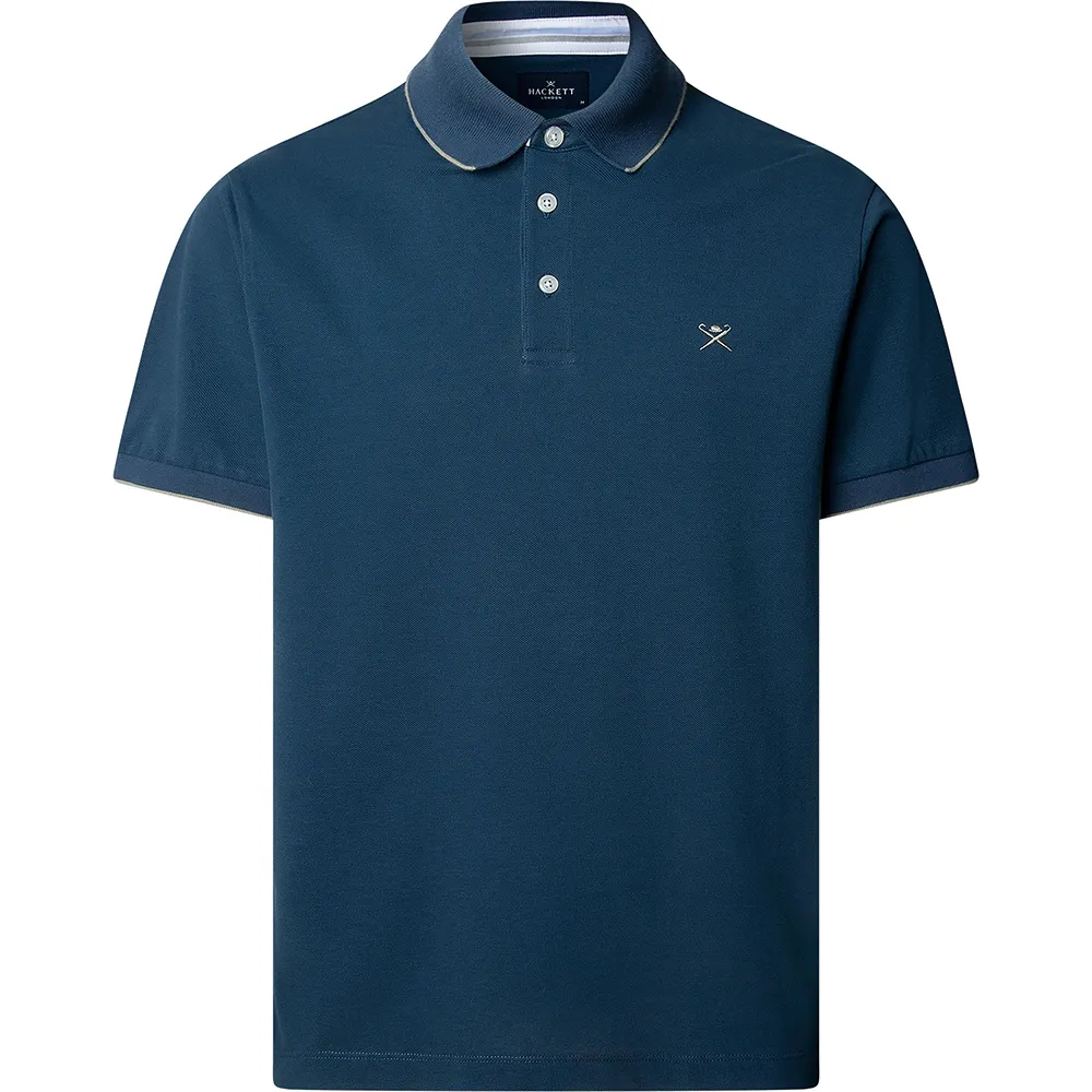 Поло с коротким рукавом Hackett Selvedge Collarband, синий 
Поло с коротким рукавом Hackett Selvedge Collarband, синий