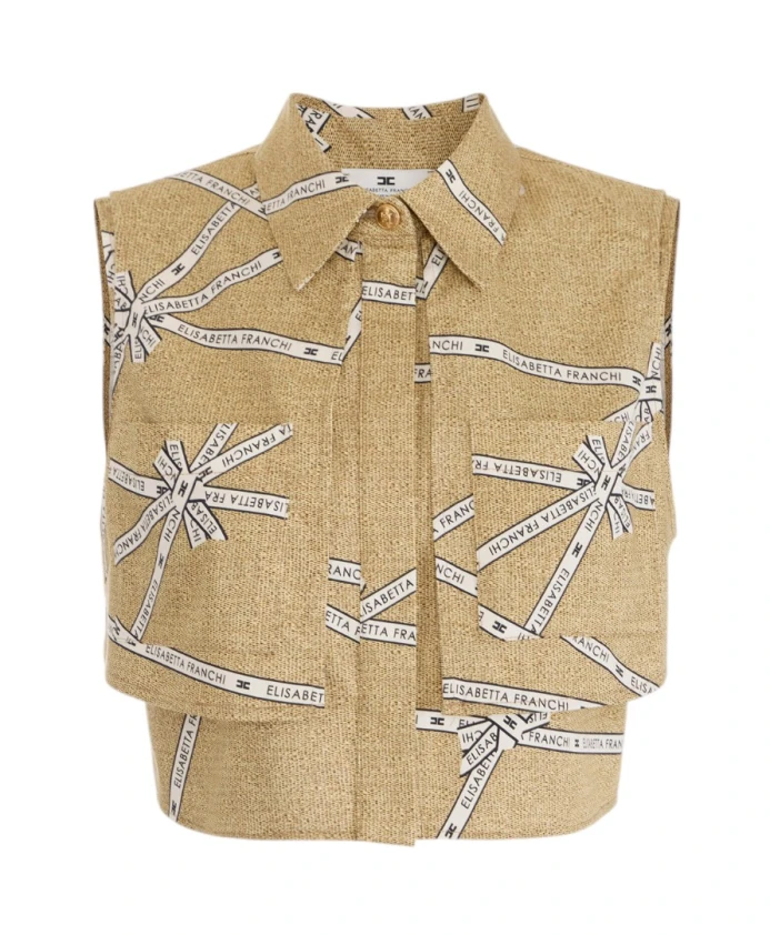 Хлопковая рубашка с принтом из рафии и галстуком-бабочкой. Elisabetta Franchi, бежевый
Хлопковая рубашка с принтом из рафии и галстуком-бабочкой. Elisabetta Franchi, бежевый
