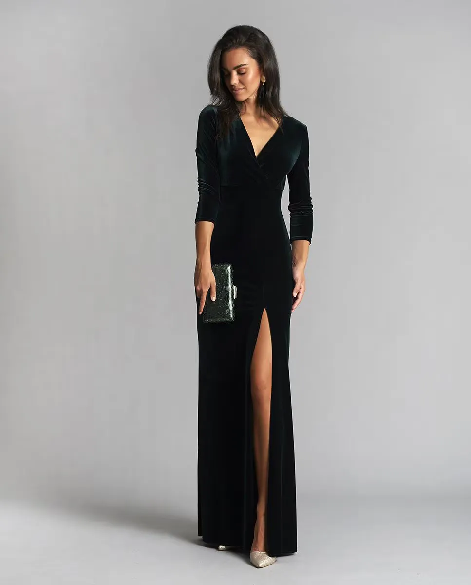 Длинное женское платье с V-образным вырезом Veneno en la piel, зеленый
Длинное женское платье с V-образным вырезом Veneno en la piel, зеленый