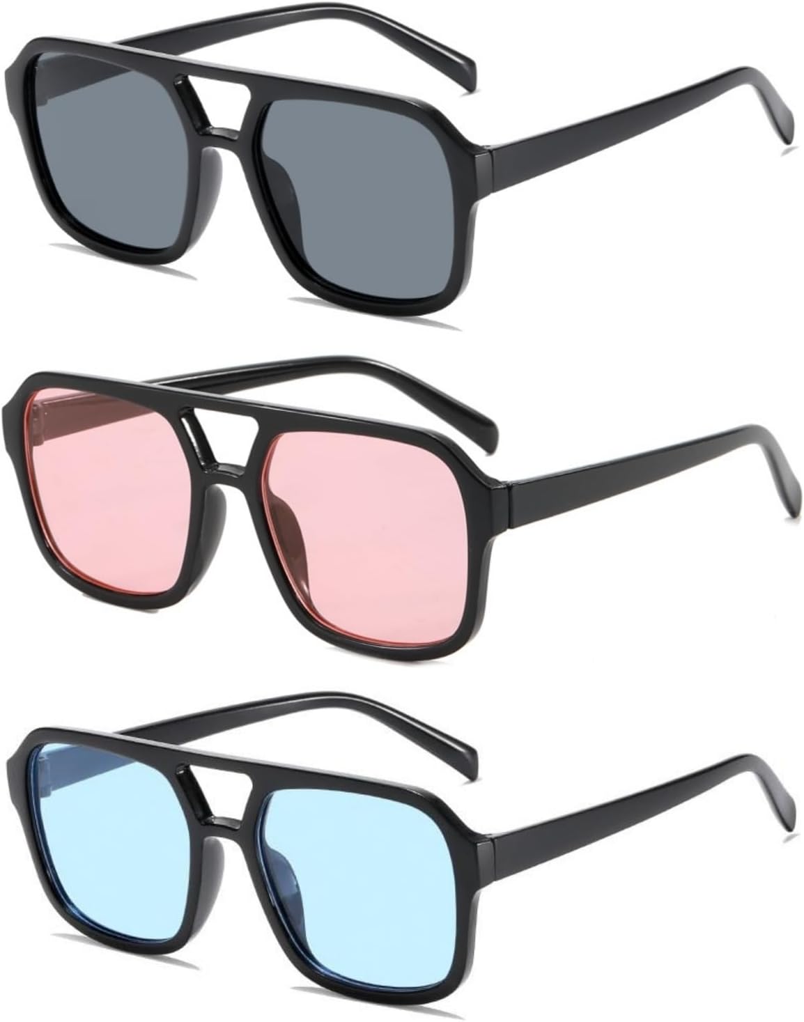 Ретро-солнцезащитные очки-авиаторы квадратной формы в стиле 70-х годов для женщин и мужчин, винтажные прямоугольные солнцезащитные очки в плоской оправе, модные очки IKUVNA, 3 Pack Black+pink+blue
Ретро-солнцезащитные очки-авиаторы квадратной формы в стиле 70-х годов для женщин и мужчин, винтажные прямоугольные солнцезащитные очки в плоской оправе, модные очки IKUVNA, 3 Pack Black+pink+blue