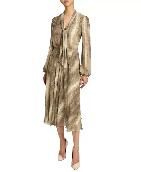 Платье-Миди из жоржета с принтом от Jenn, с завязками на воротнике. Santorelli, бежевый
Платье-Миди из жоржета с принтом от Jenn, с завязками на воротнике. Santorelli, бежевый